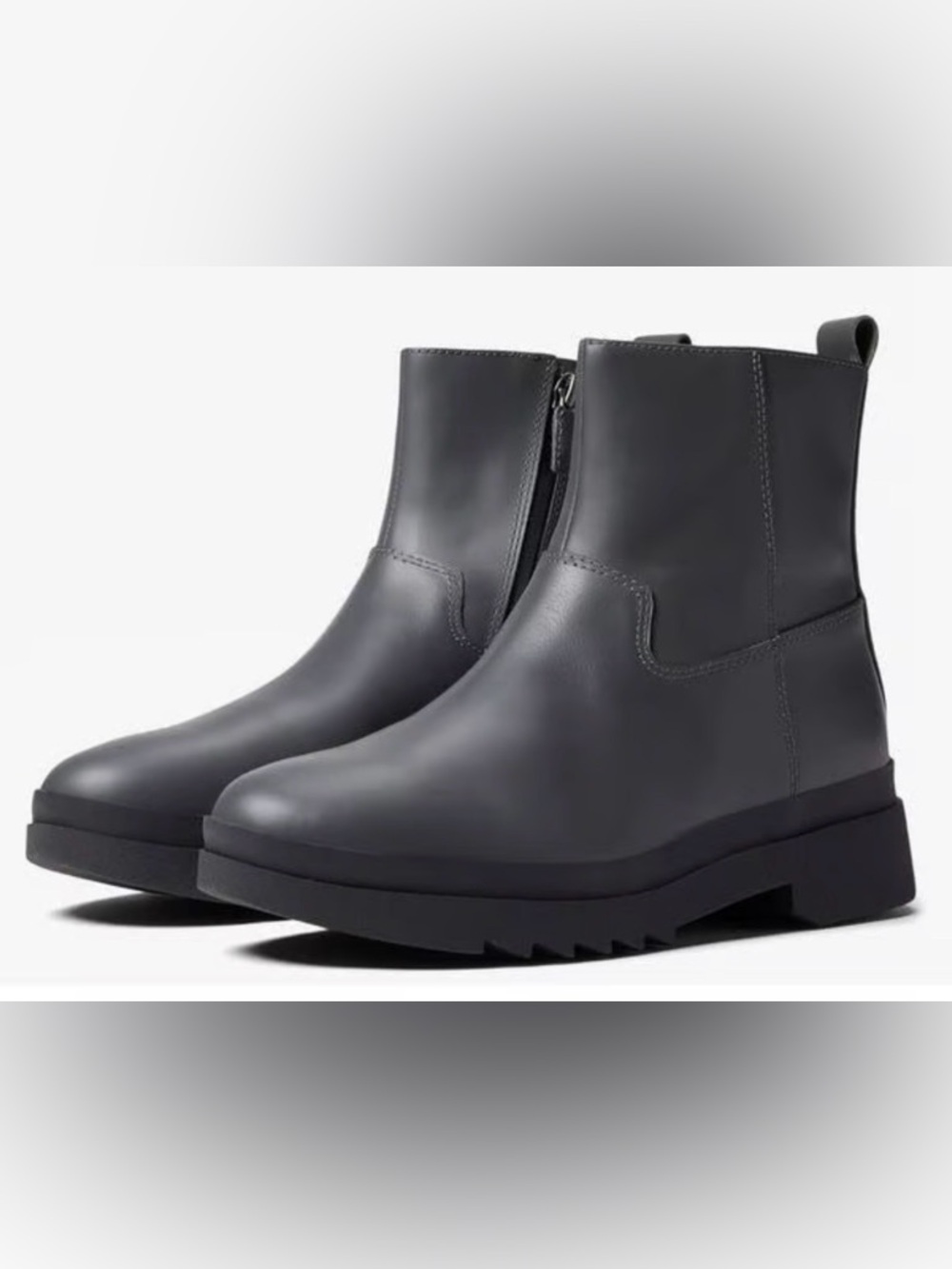 Eileen fisher floyd waterproof leather bootie in graphite grey women’s size 5